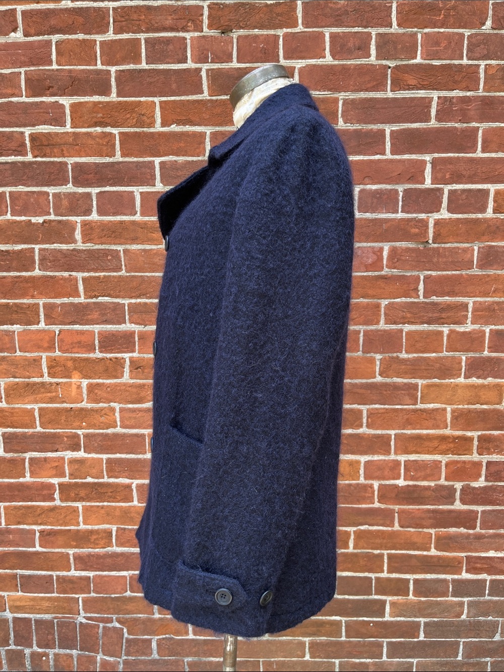 Richard James Navy Double-Breasted Pea Coat Wool Mohair Cashmere - Picture 3 of 8